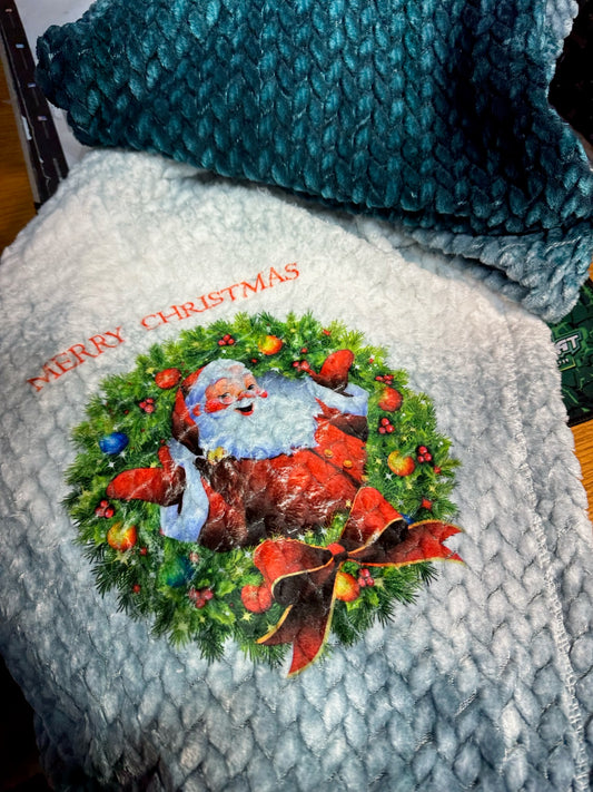 Throw Blanket - Santa Christmas Print - (Ombre Blanket)